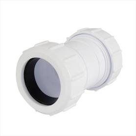 32mm Plastic Compression Straight Coupler White