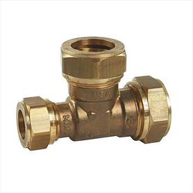 Brass Compression 22mm x 15mm x 22b Reducing Tee