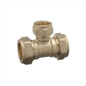 Brass Compression 22mm x 22mm x 15b Reducing Tee
