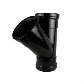 Soil Push Fit 110mm Triple Socket 45 Degree Tee Black